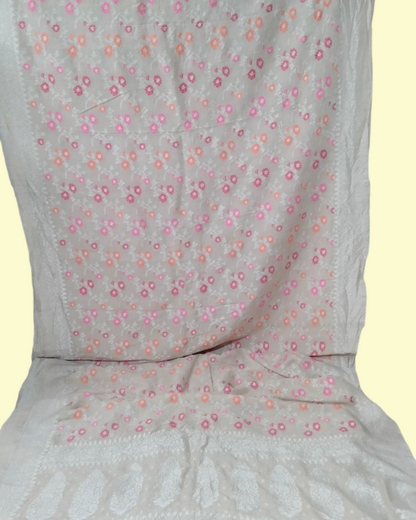 Pure Tussar Handloom Georgette - All over Jaal Work with Meenakari