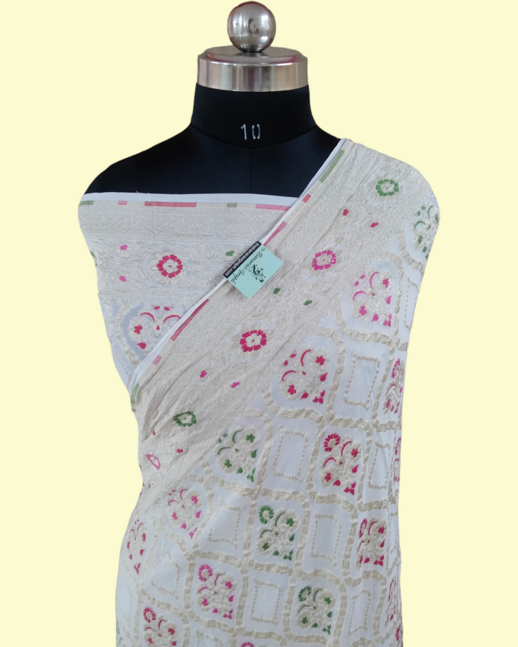 Pure Khaddi Georgette - Water Zari All Over Jaal Work with Meenakari Banarasi Saree