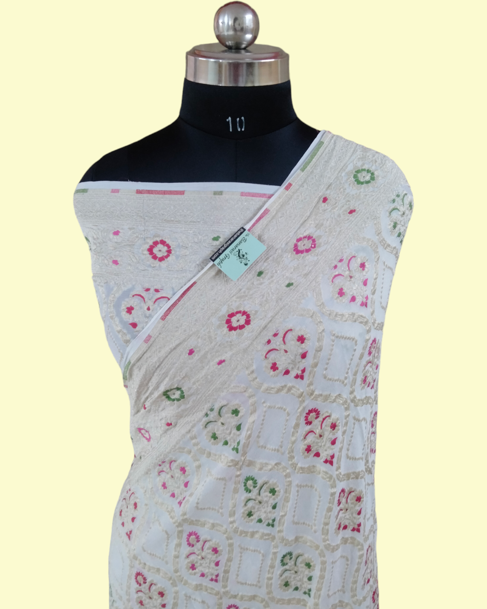 Pure Khaddi Georgette - Water Zari All Over Jaal Work with Meenakari Banarasi Saree