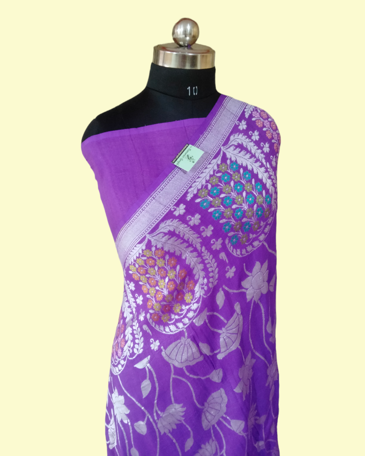 Pure Tussar Georgette Handloom Meenakari Banarasi Saree