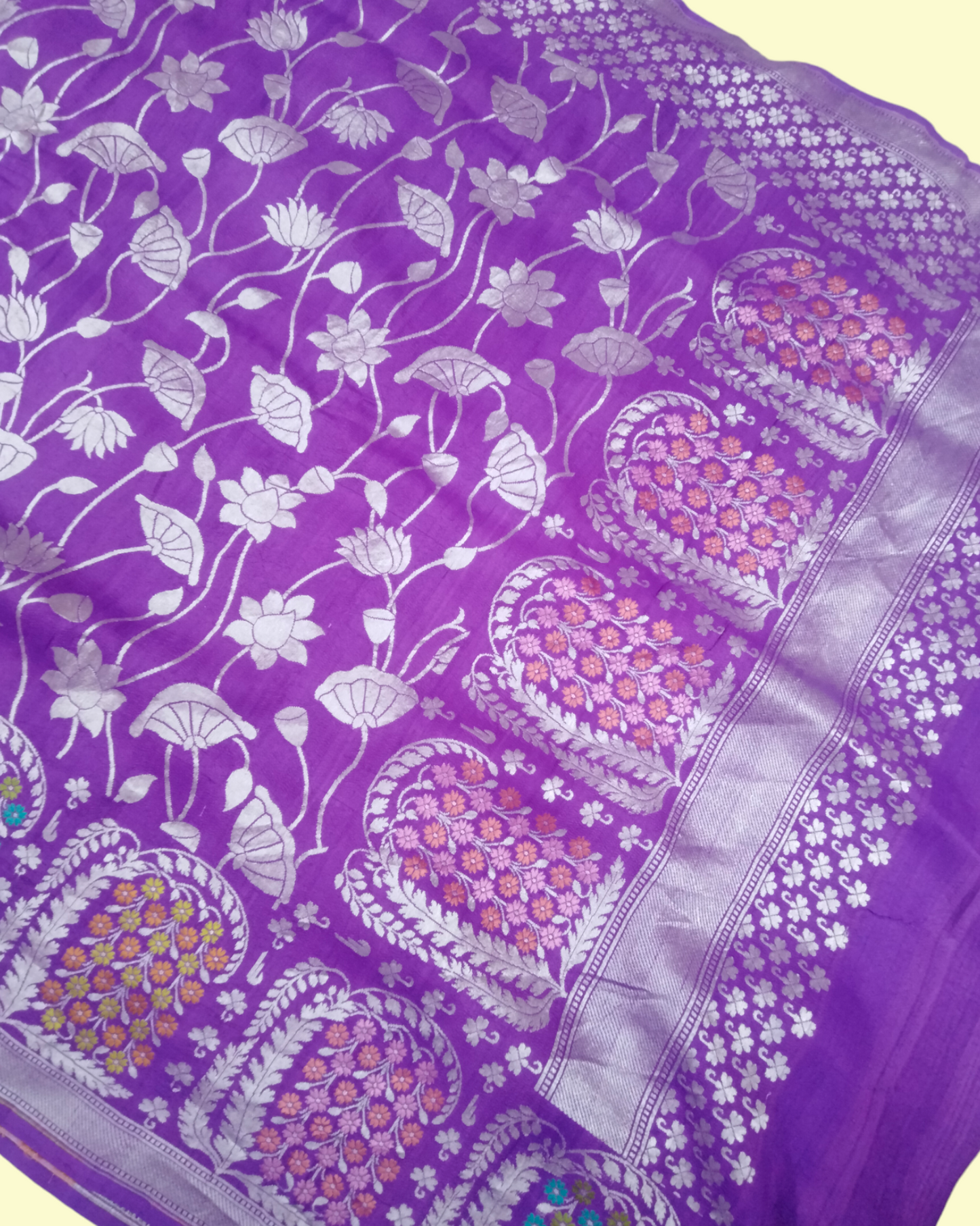 Pure Tussar Georgette Handloom Meenakari Banarasi Saree