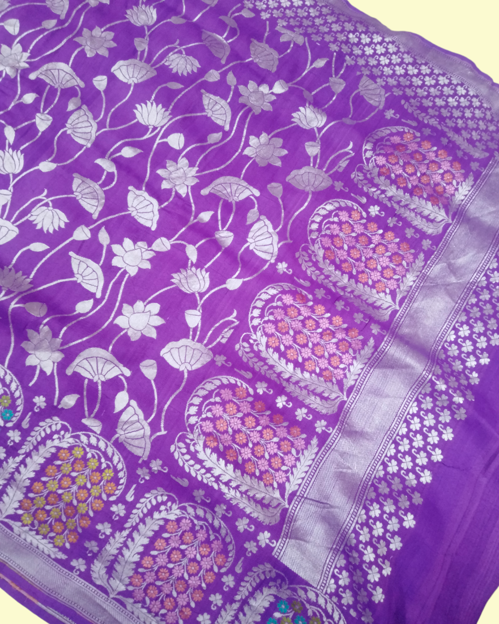 Pure Tussar Georgette Handloom Silk - Meenakari Banarasi Saree