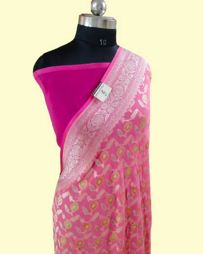 Pure Chiffon Georgette Water Zari with Meenakari - Banarasi Saree