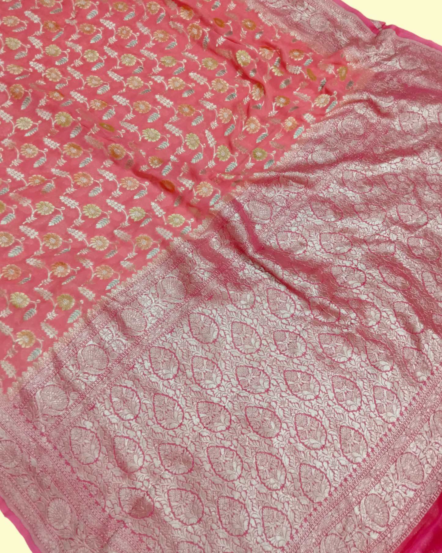 Pure Chiffon Georgette Water Zari with Meenakari - Banarasi Saree