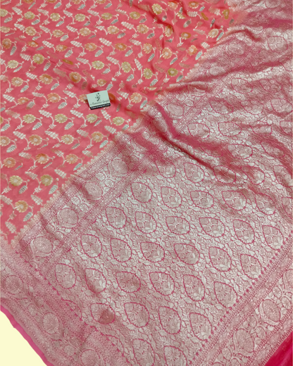 Pure Chiffon Georgette Water Zari with Meenakari - Banarasi Saree