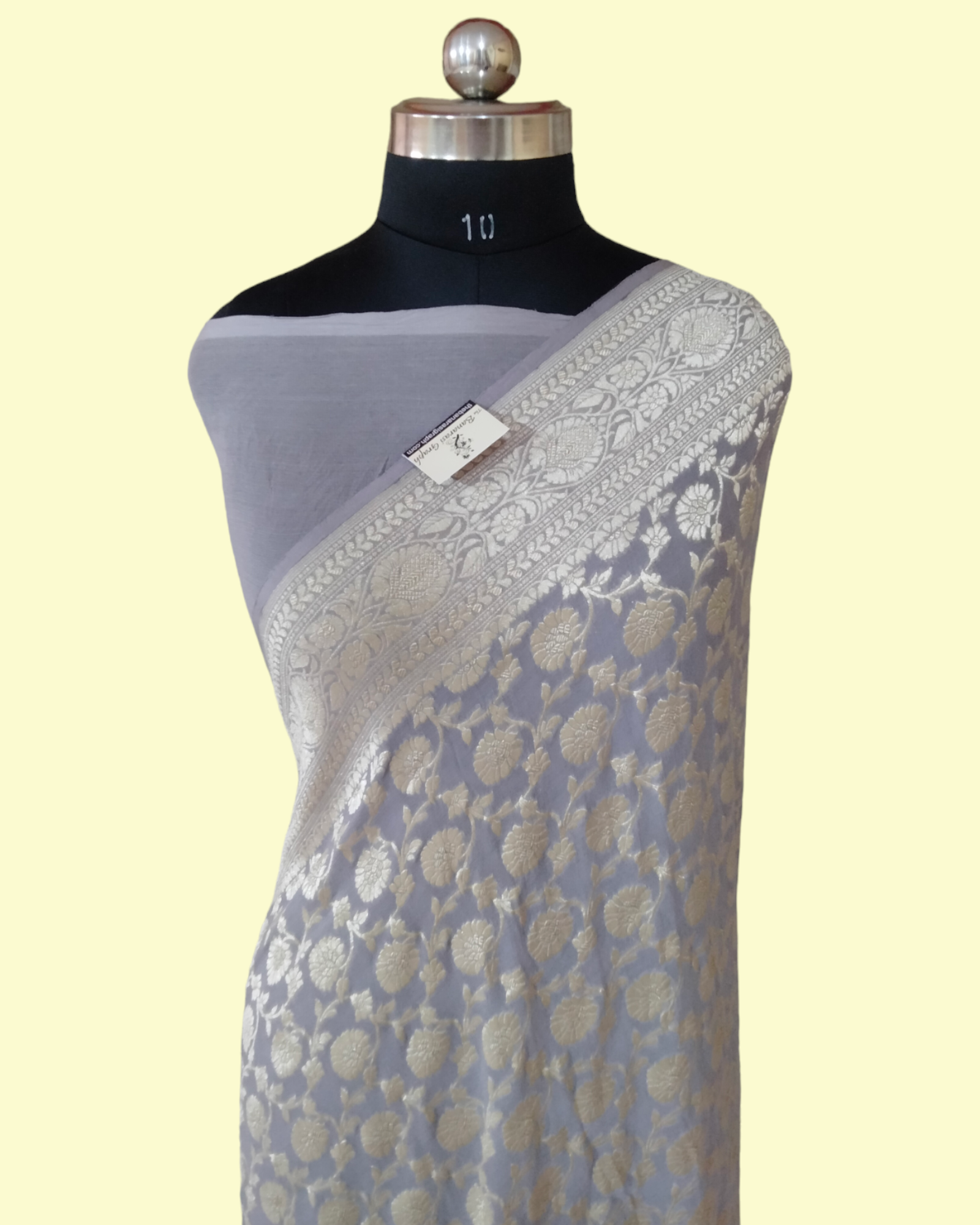 Khaddi Georgette Water Zari - All over Jaal Work Pure Banarasi Saree
