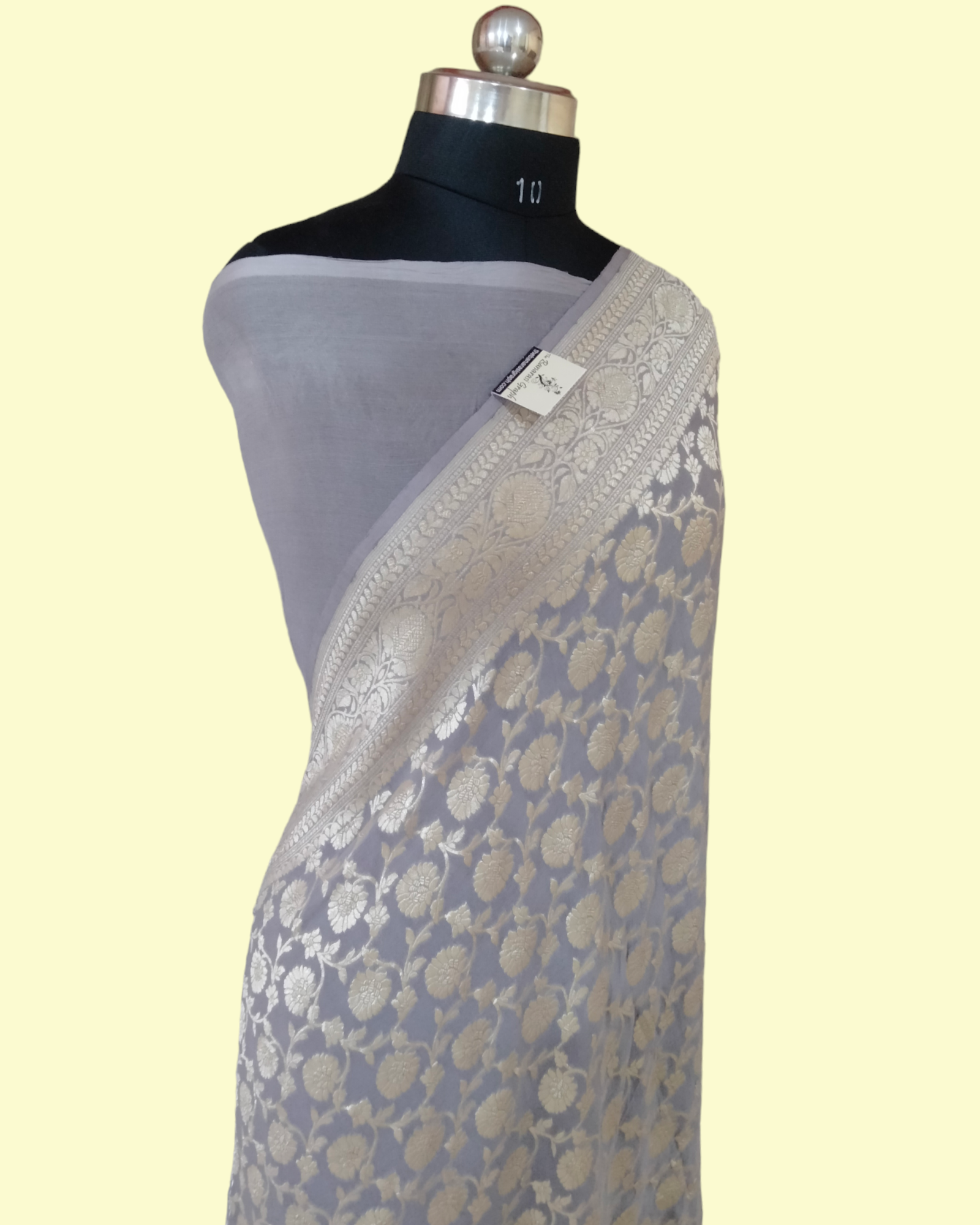 Khaddi Georgette Water Zari - All over Jaal Work Pure Banarasi Saree
