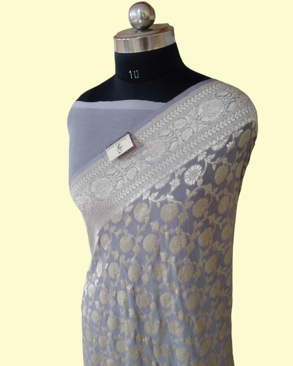 Khaddi Georgette Water Zari - All over Jaal Work Pure Banarasi Saree