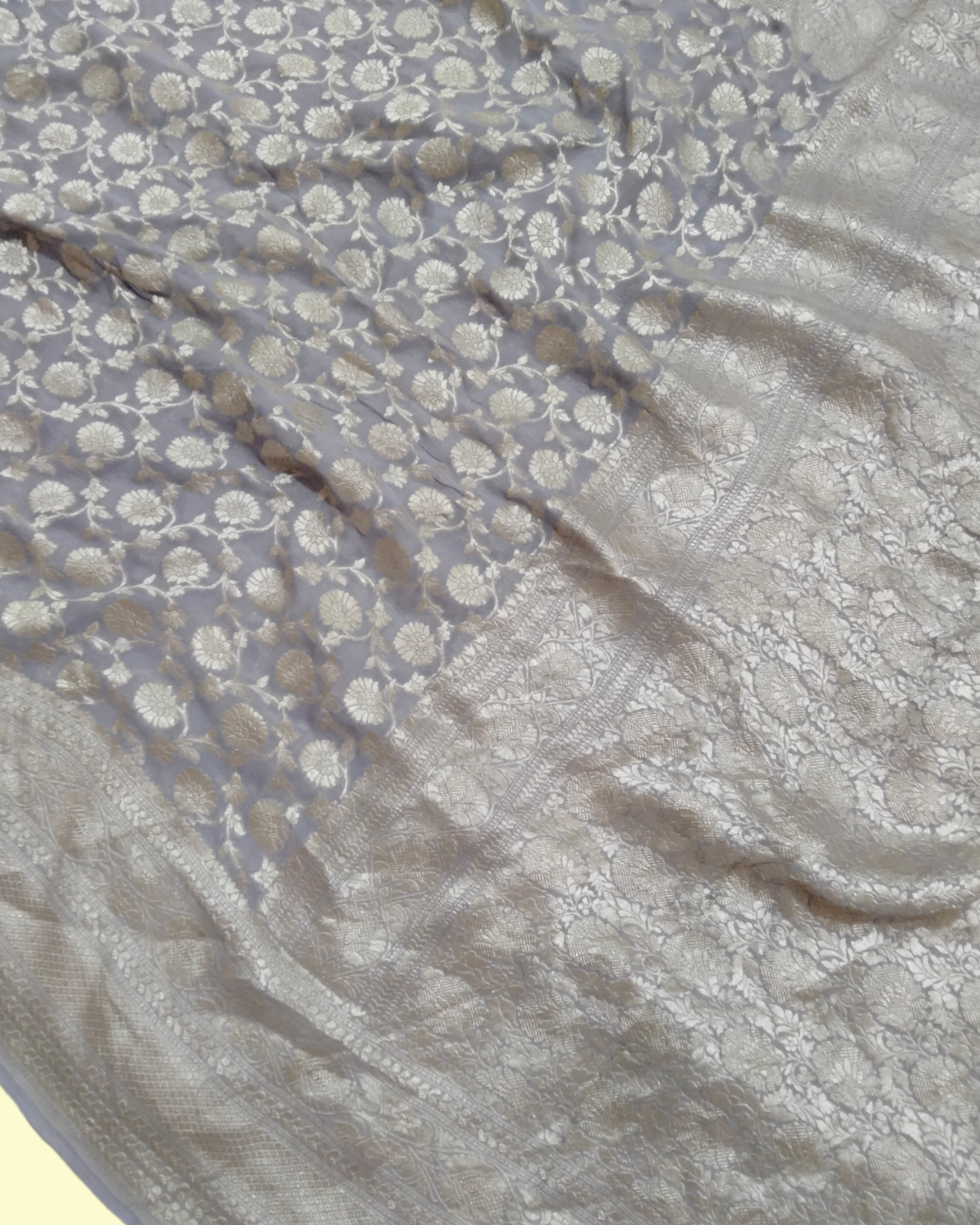 Khaddi Georgette Water Zari - All over Jaal Work Pure Banarasi Saree