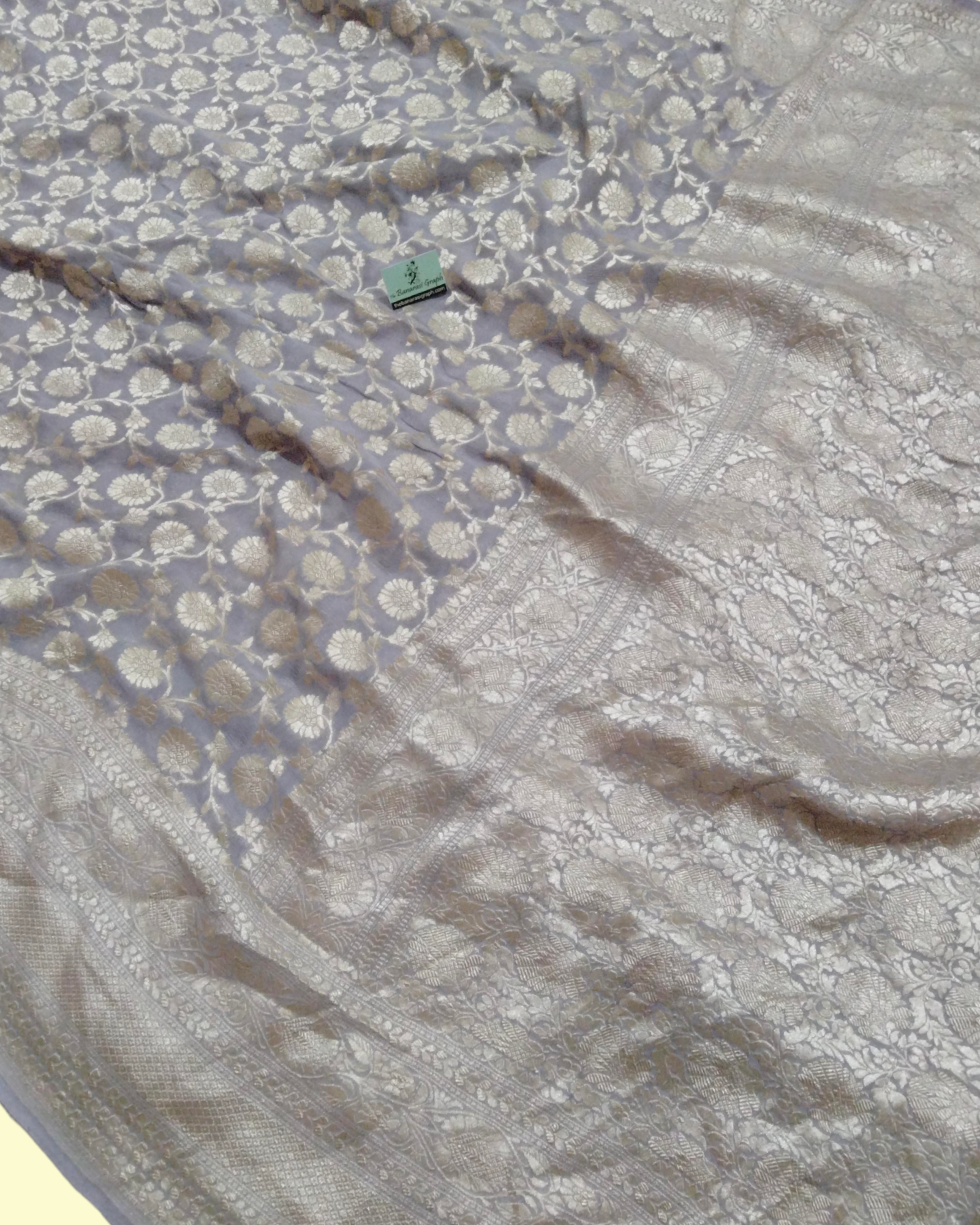 Khaddi Georgette Water Zari - All over Jaal Work Pure Banarasi Saree
