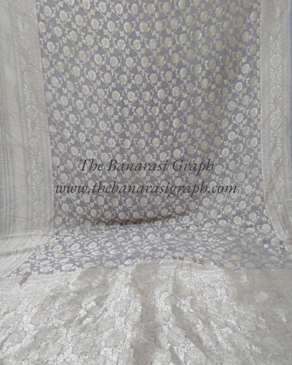 Khaddi Georgette Water Zari - All over Jaal Work Pure Banarasi Saree
