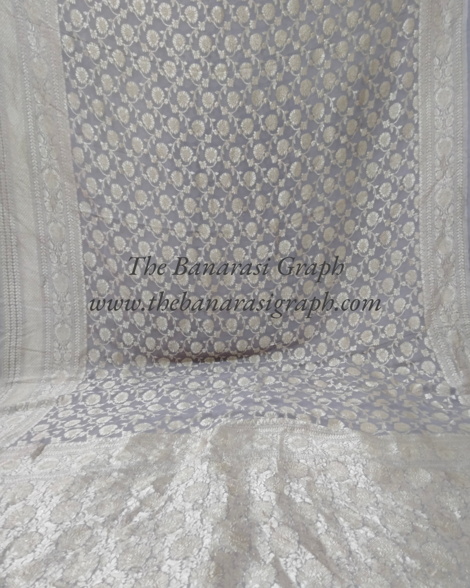 Khaddi Georgette Water Zari - All over Jaal Work Pure Banarasi Saree