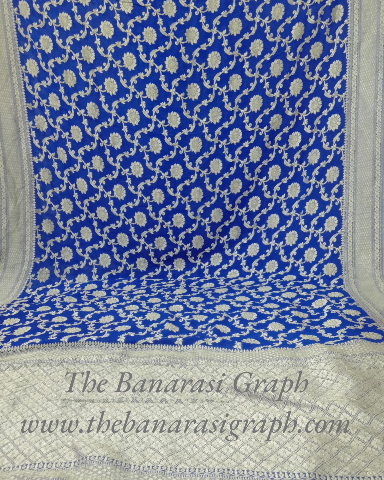 Khaddi Georgette Water Zari - All over Jaal Work Pure Banarasi Saree