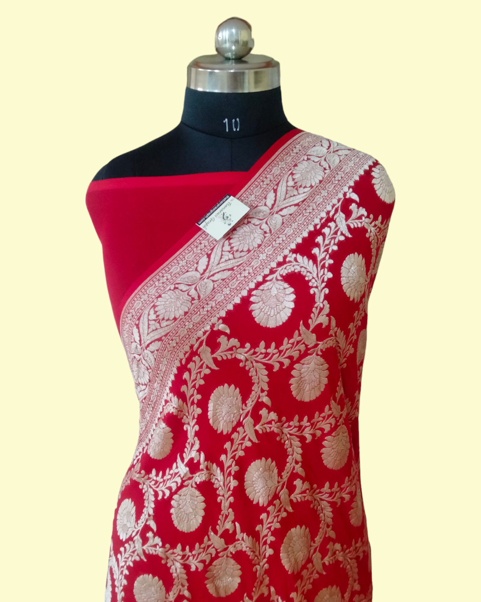 Khaddi Georgette Water Zari - All over Jaal Work Pure Banarasi Saree