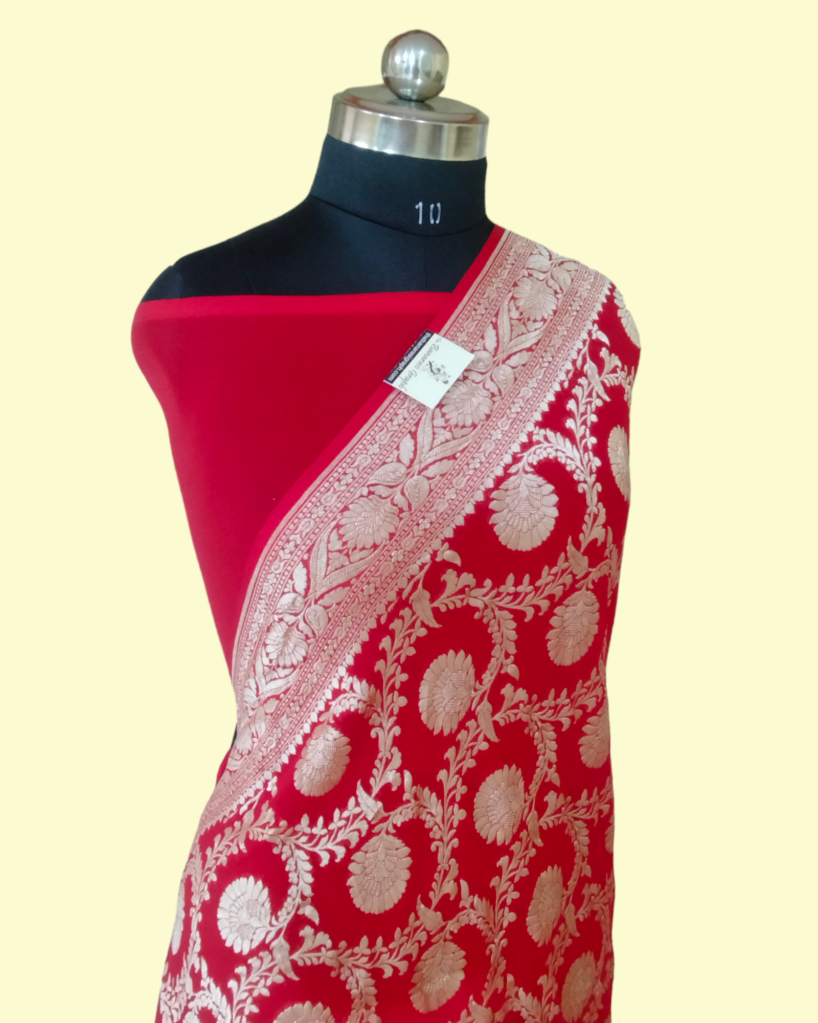 Khaddi Georgette Water Zari - All over Jaal Work Pure Banarasi Saree