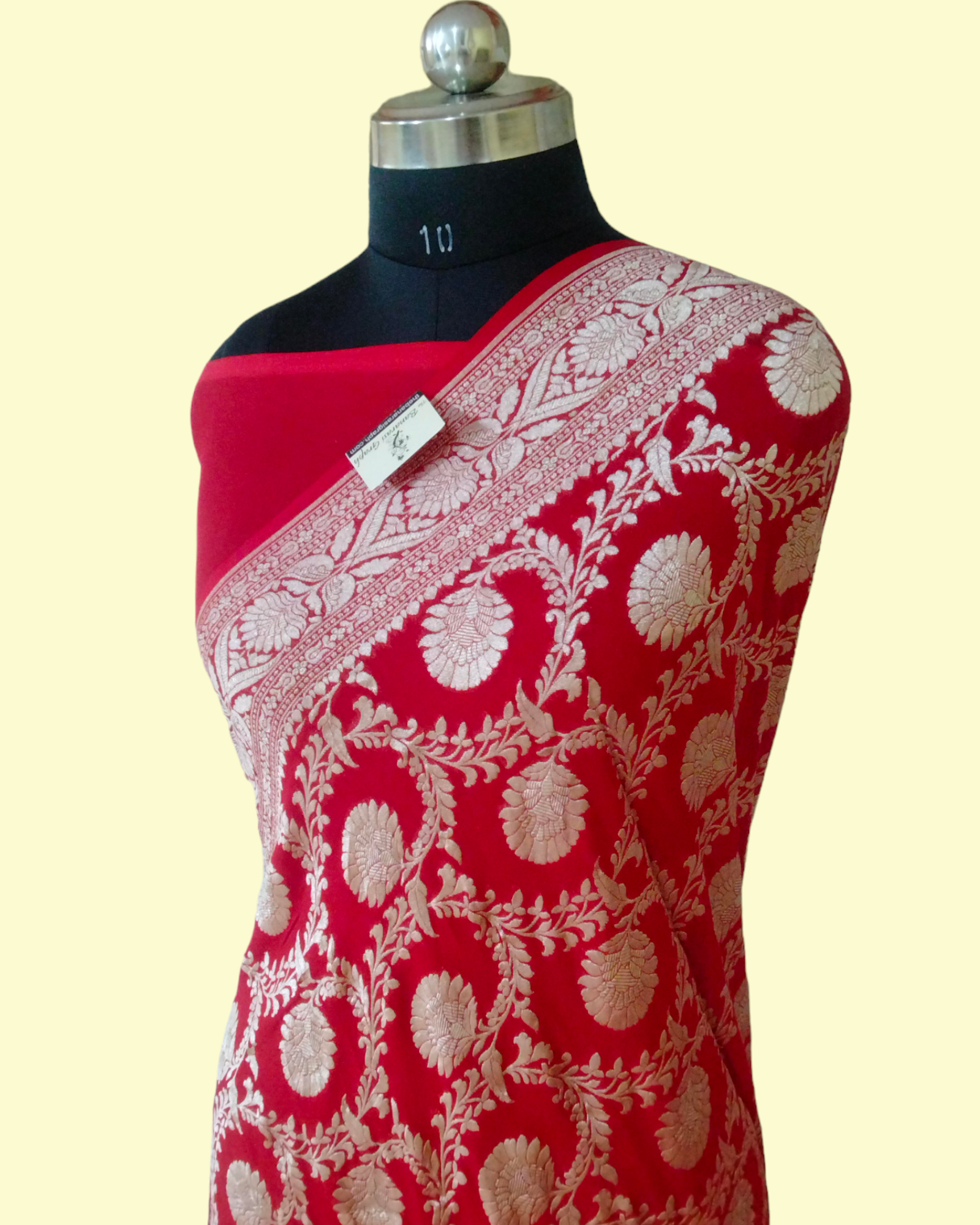 Khaddi Georgette Water Zari - All over Jaal Work Pure Banarasi Saree
