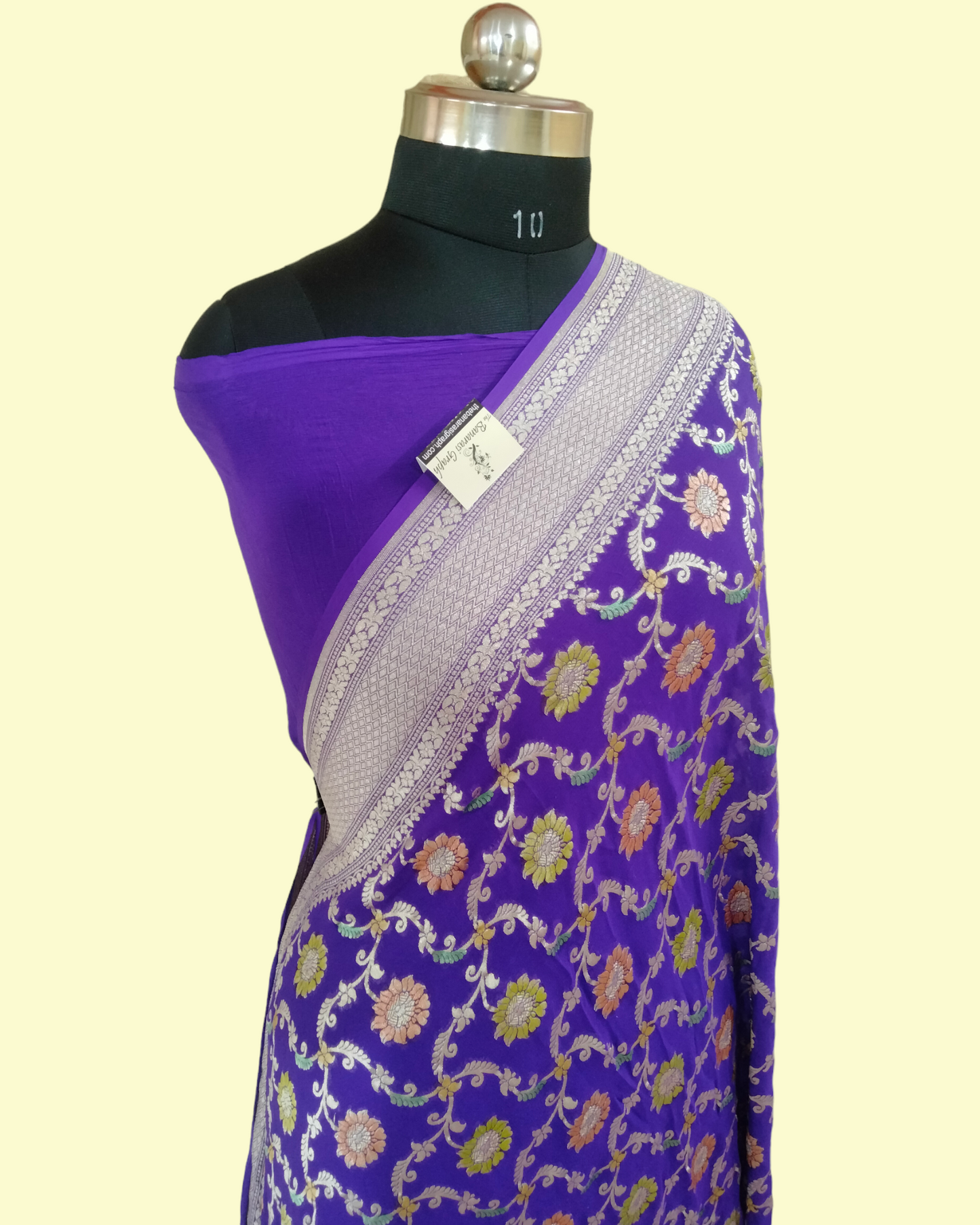 Pure Chiffon Georgette Water Zari - All over Jaal Work with Meenakari Banarasi Saree