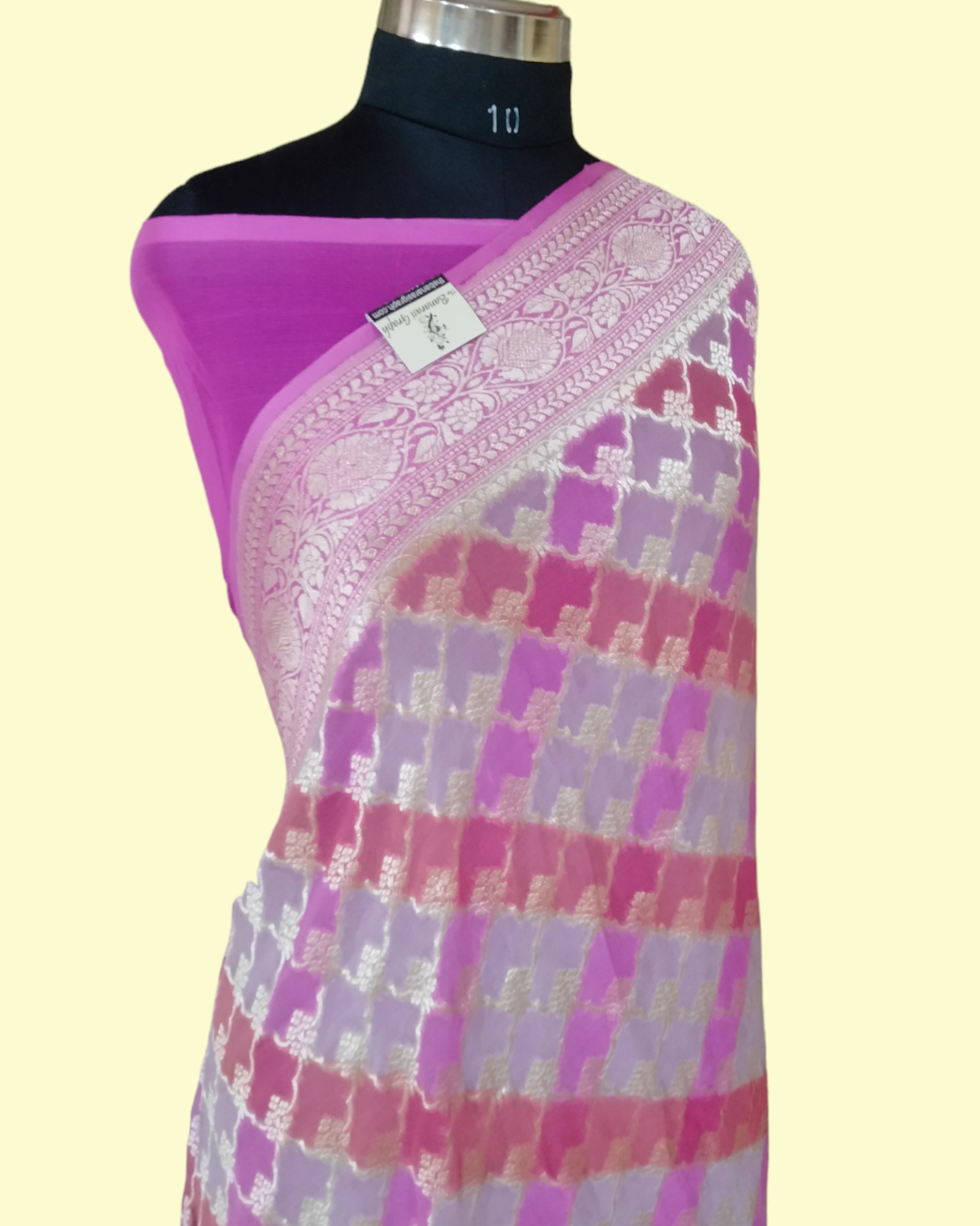 Khaddi Georgette Water Zari - Handbrush Pure Banarasi Saree