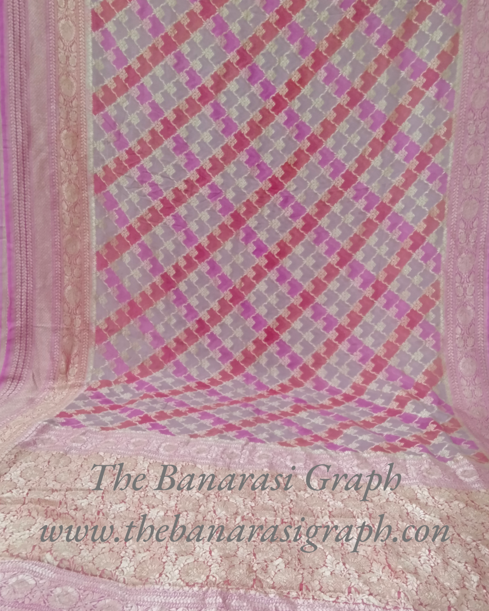 Khaddi Georgette Water Zari - Handbrush Pure Banarasi Saree