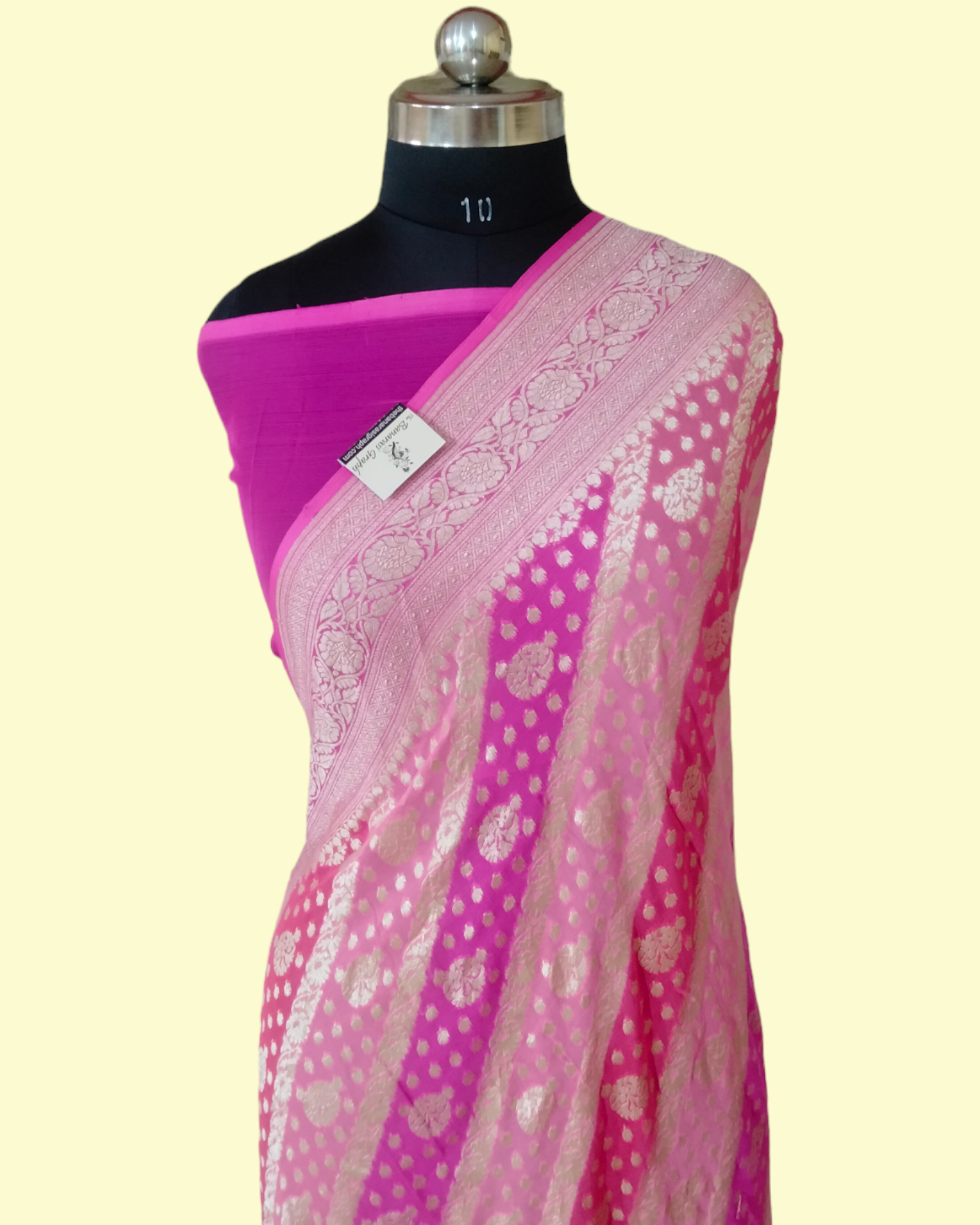 Khaddi Georgette Water Zari - With Handbrush Pure Banarasi Saree