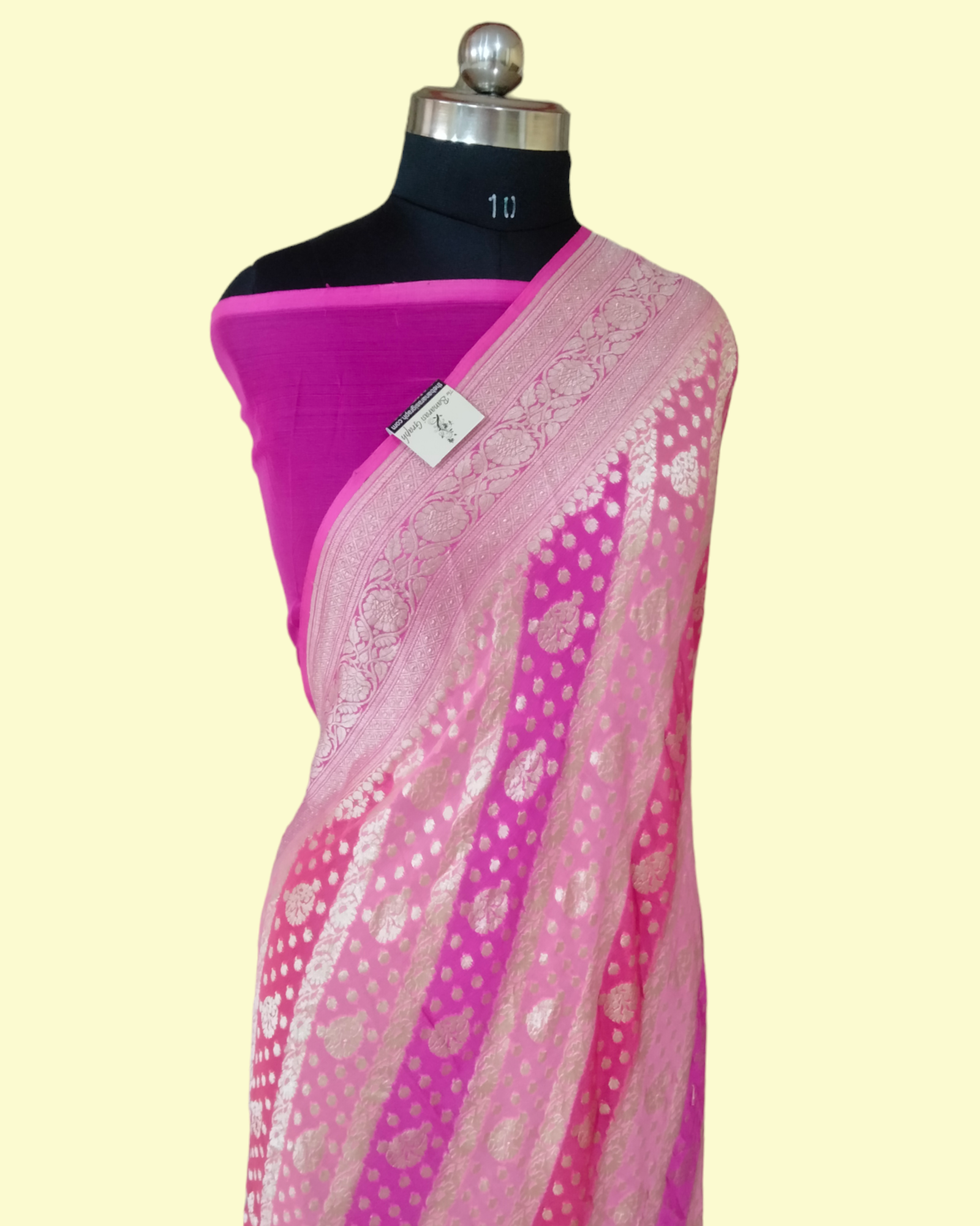 Khaddi Georgette Water Zari - With Handbrush Pure Banarasi Saree