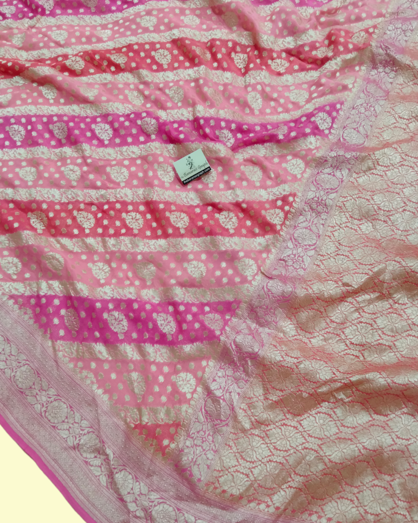 Khaddi Georgette Water Zari - With Handbrush Pure Banarasi Saree