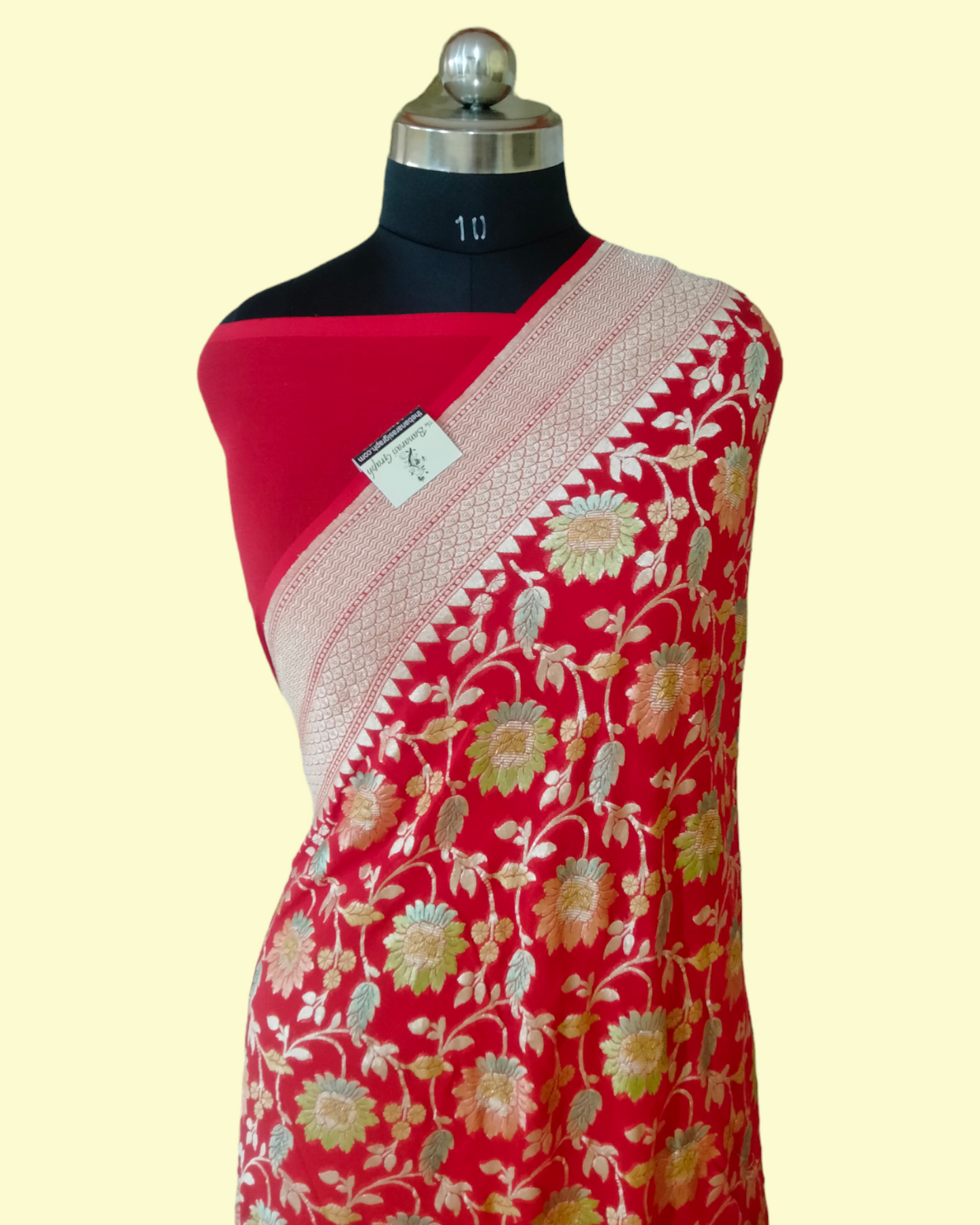 Pure Chiffon Georgette Water Zari - All over Jaal Work with Meenakari Banarasi Saree