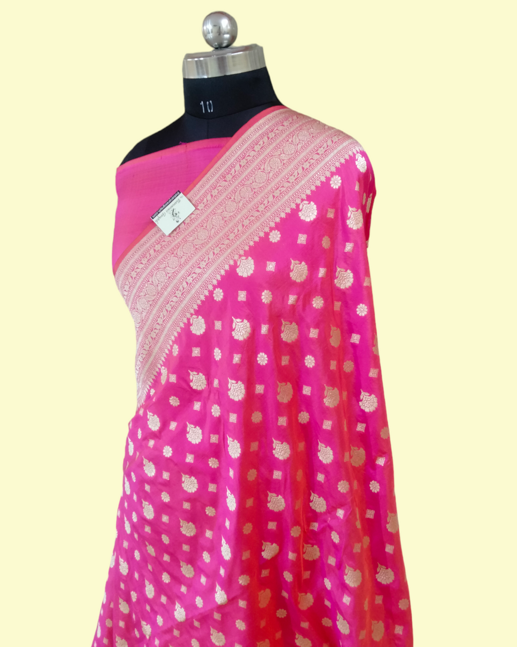 Dark Pink Pure Katan Handloom Silk - Banarasi Saree