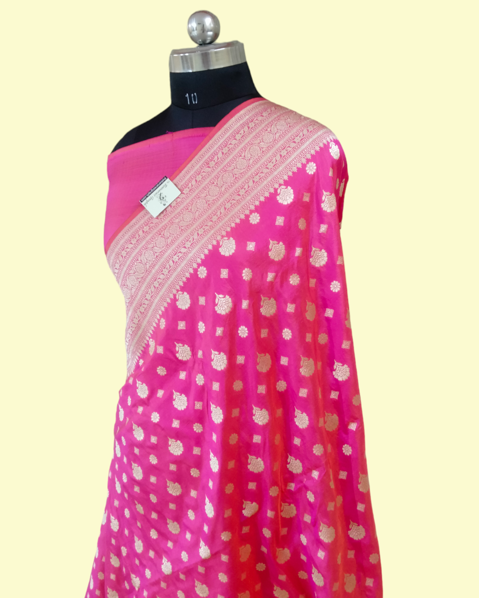 Dark Pink Pure Katan Handloom Silk - Banarasi Saree