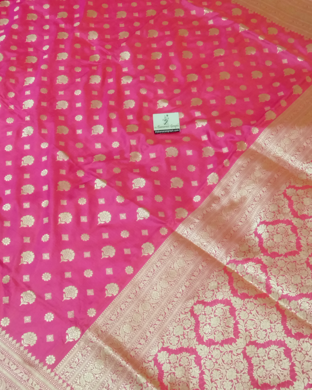 Dark Pink Pure Katan Handloom Silk - Banarasi Saree