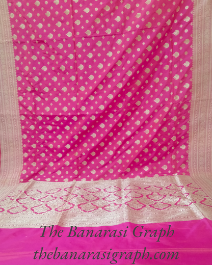 Dark Pink Pure Katan Handloom Silk Uppada - Banarasi Saree Jaal Work