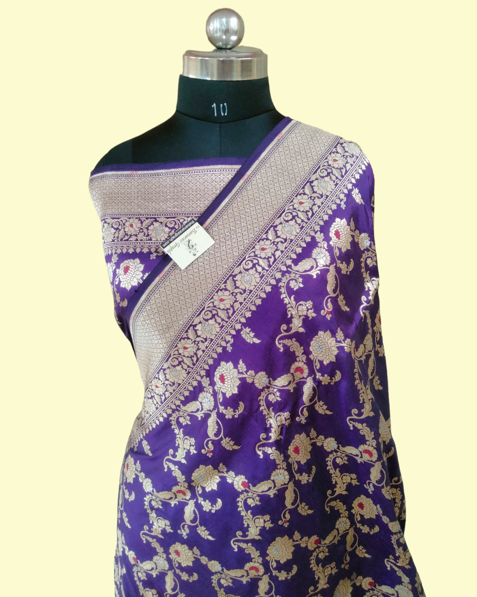 Dark Blue Pure Katan Handloom Silk - All over Jaal Work with Meenakari Banarasi Saree