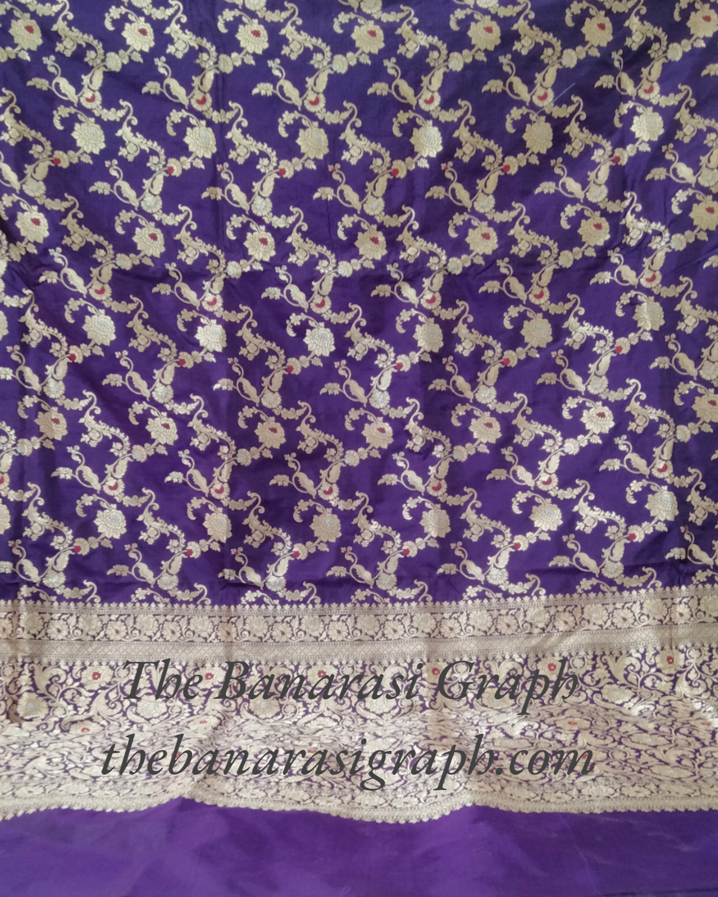 Dark Blue Pure Katan Handloom Silk Uppada - All over Jaal Work with Meenakari Banarasi Saree