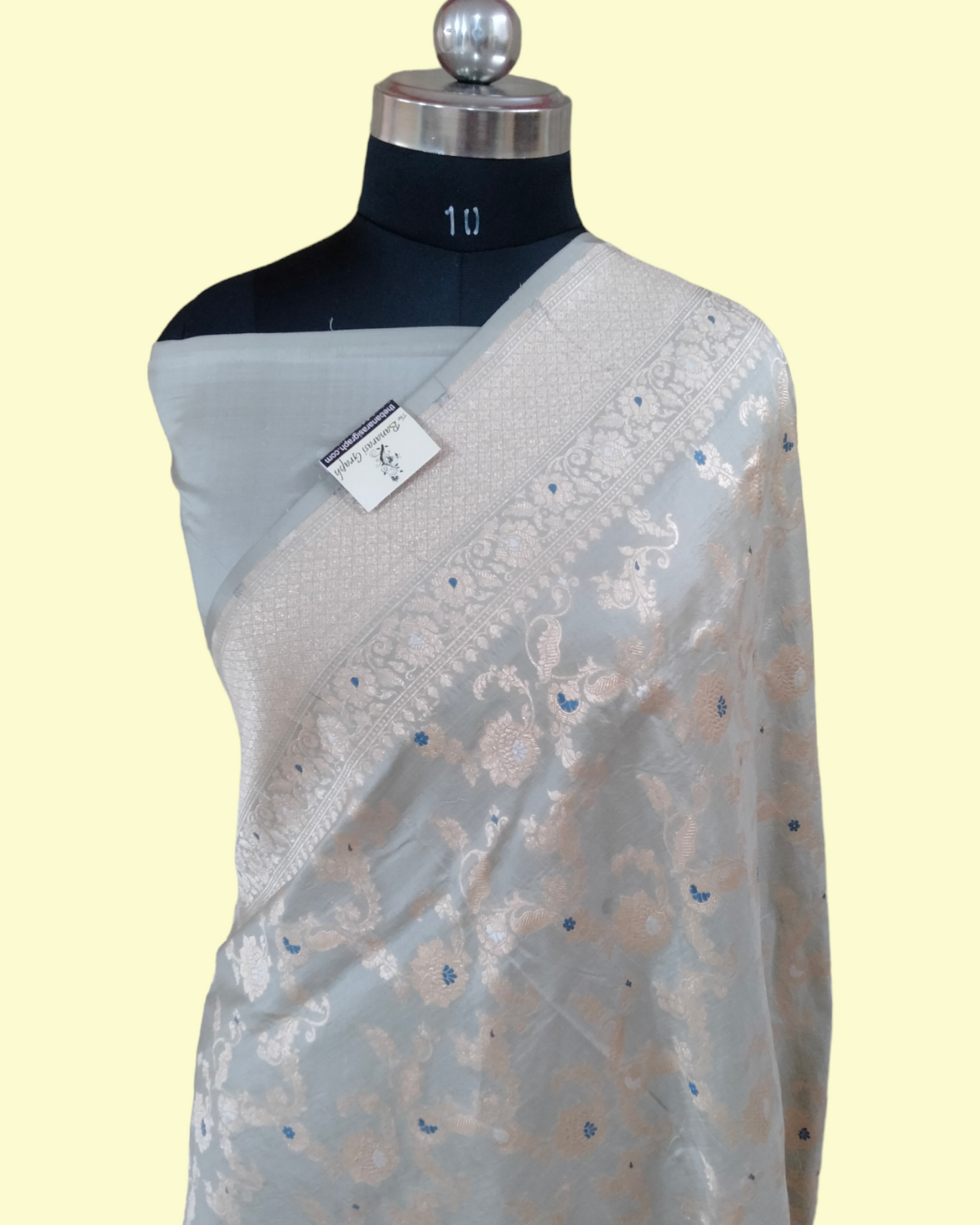 Grey Pure Katan Handloom Silk Uppada - All over Jaal Work with Meenakari Banarasi Saree