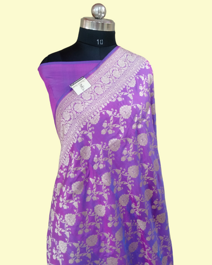 Pure Katan Handloom Silk Uppada - All over Jaal Work Banarasi Saree