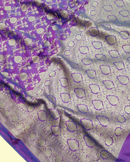 Pure Katan Handloom Silk Uppada - All over Jaal Work Banarasi Saree