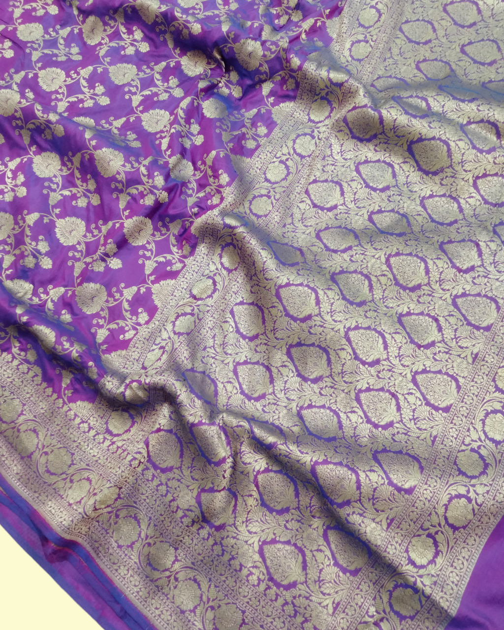 Purple Pure Katan Handloom Silk - All over Jaal Work Banarasi Saree