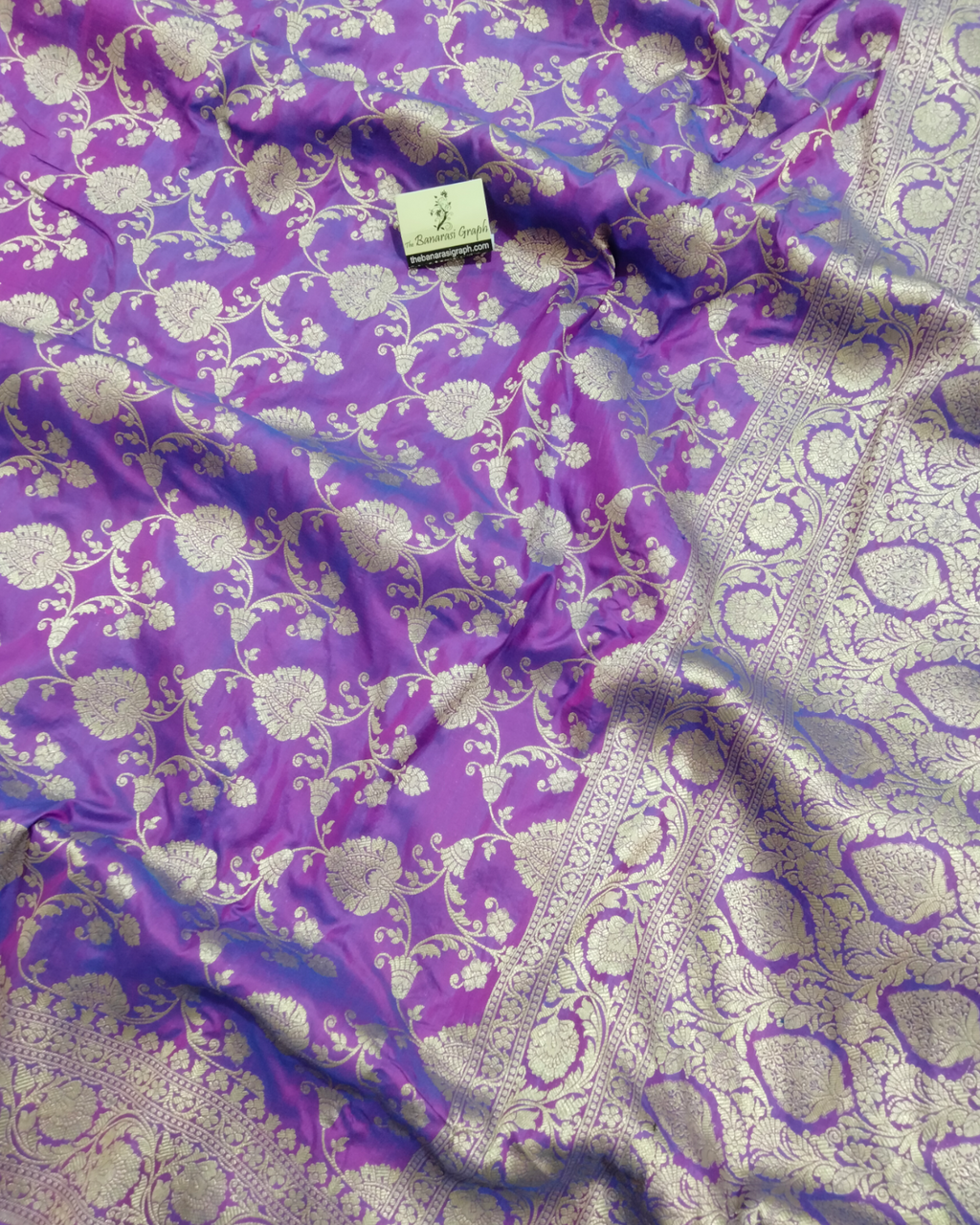 Purple Pure Katan Handloom Silk - All over Jaal Work Banarasi Saree