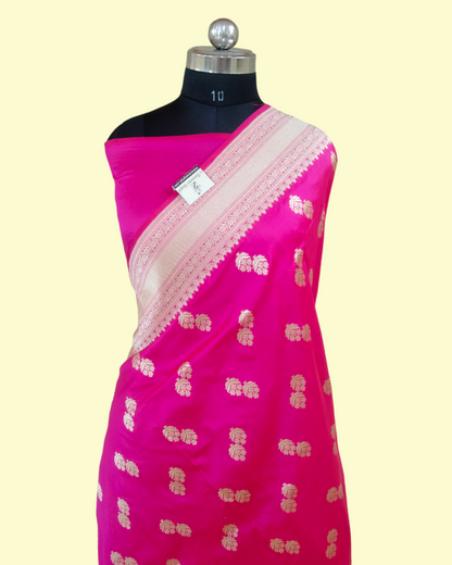 Dark Pink Pure Katan Handloom Silk Uppada - Banarasi Saree