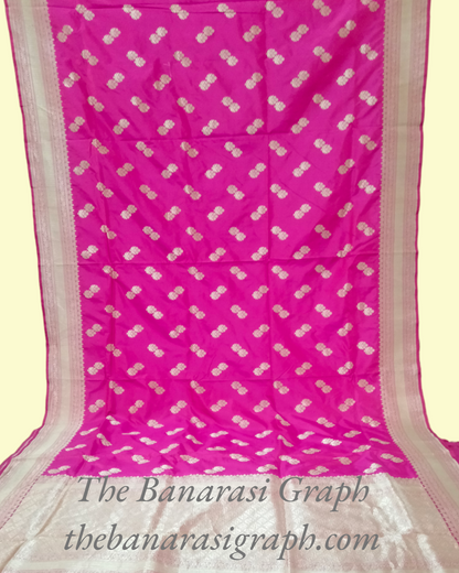 Dark Pink Pure Katan Handloom Silk Uppada - Banarasi Saree