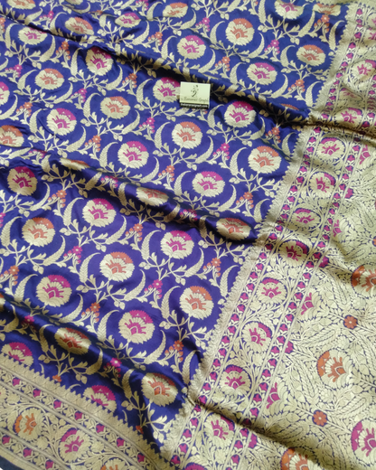 Pure Katan Handloom Silk Uppada - All over Jaal Work with Meenakari Banarasi Saree