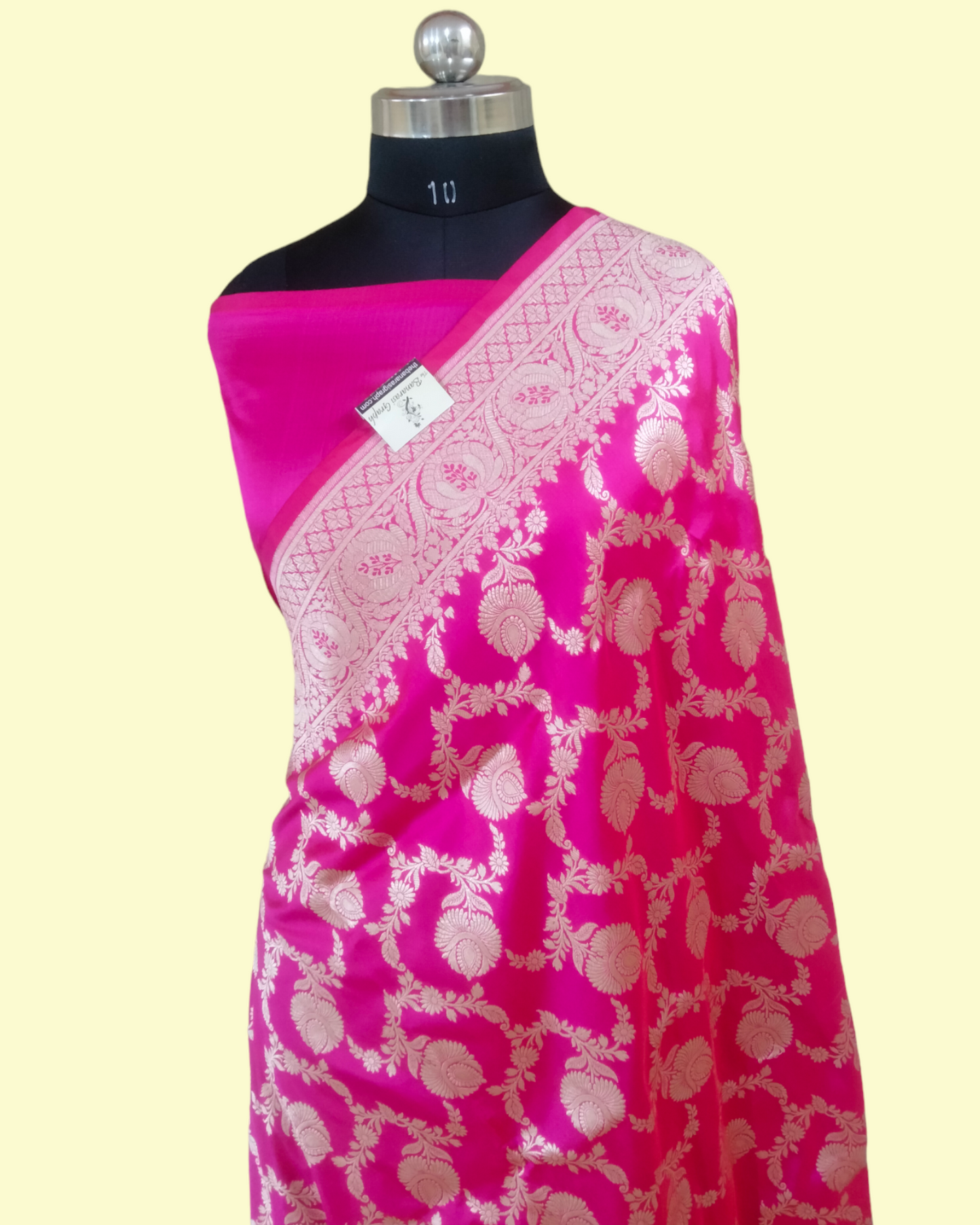 Hot Pink Pure Katan Handloom Silk Uppada - All over Jaal Work Banarasi Saree