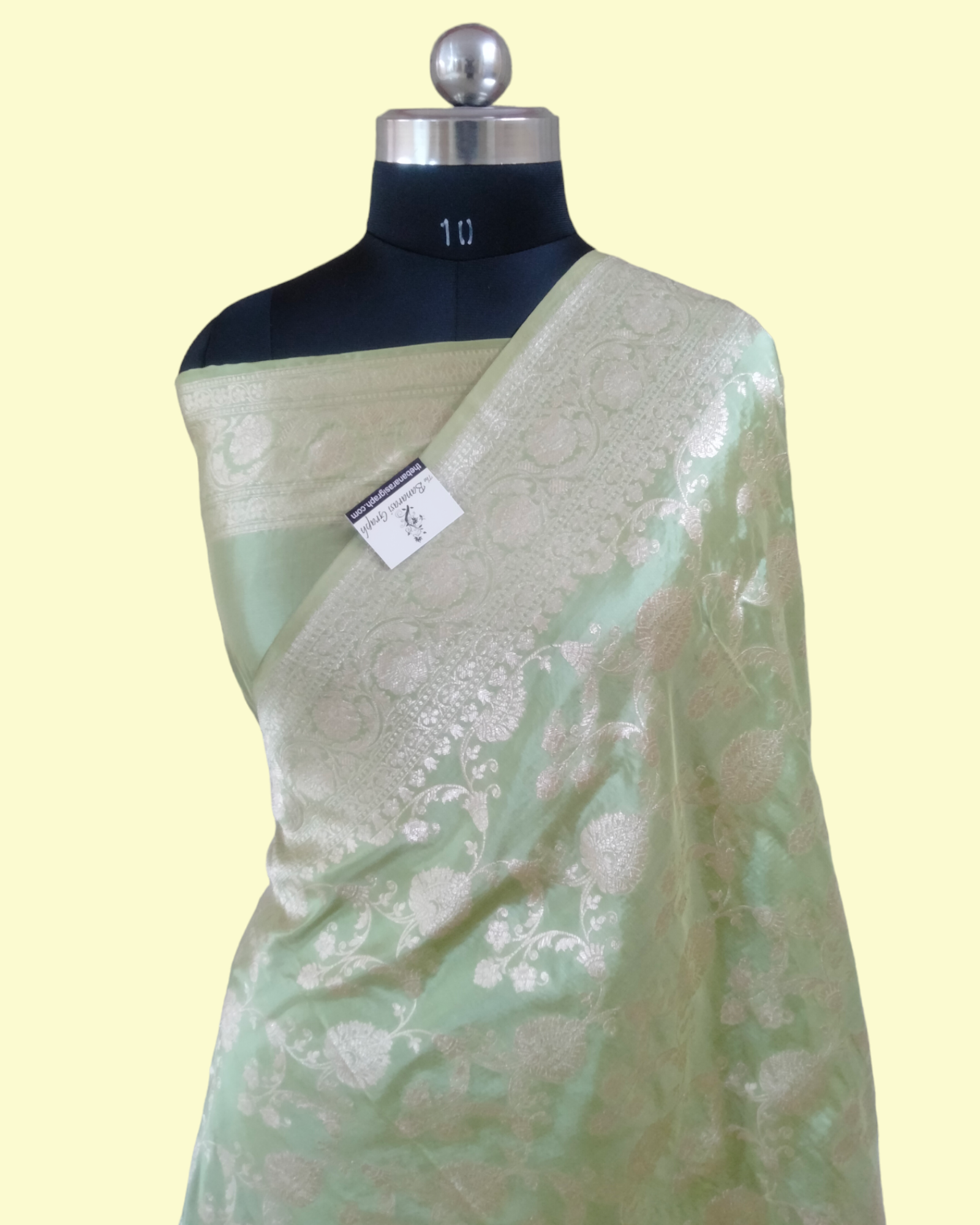 Powder Green Pure Katan Handloom Silk - All over Jaal Work Banarasi Saree