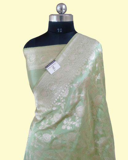 Pure Katan Handloom Silk Uppada - All over Jaal Work Banarasi Saree