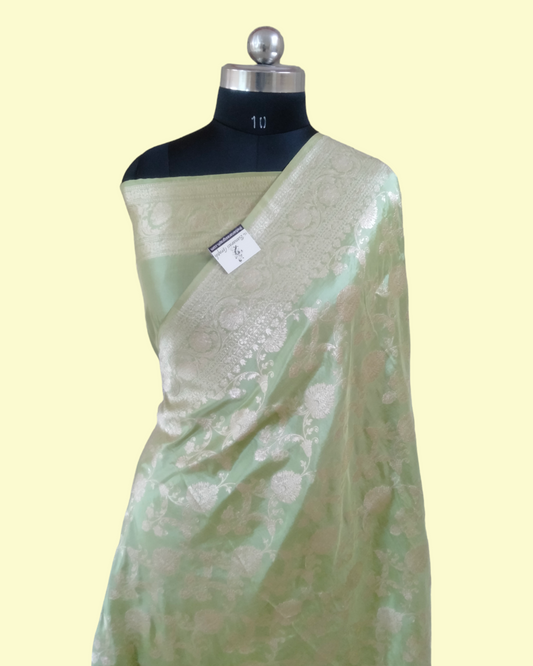 Pure Katan Handloom Silk Uppada - All over Jaal Work Banarasi Saree