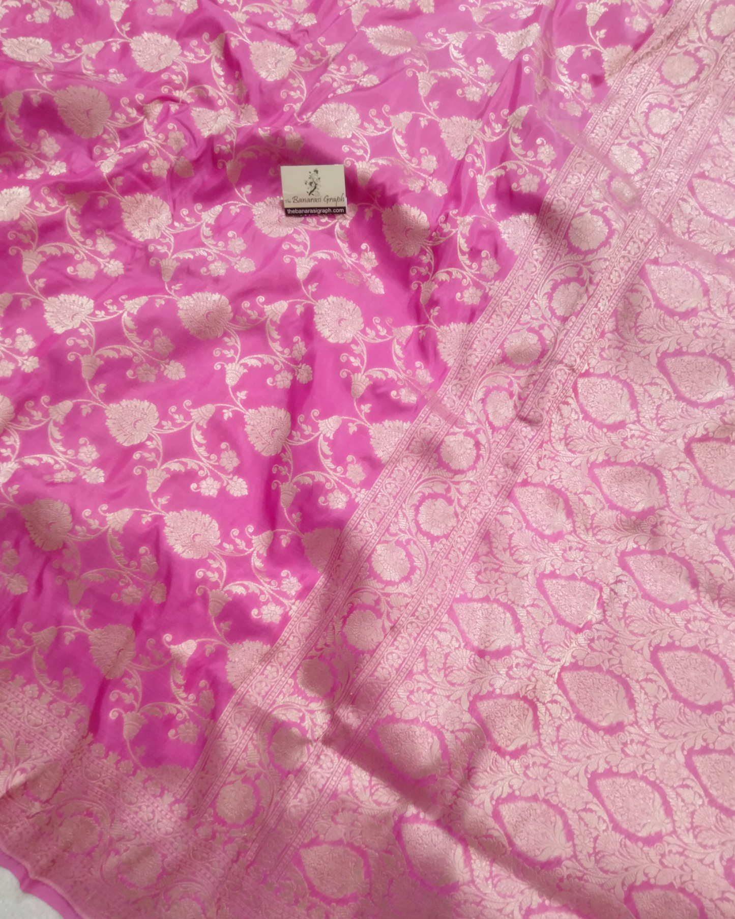 Pink Pure Katan Handloom Silk Uppada - All over Jaal Work Banarasi Saree