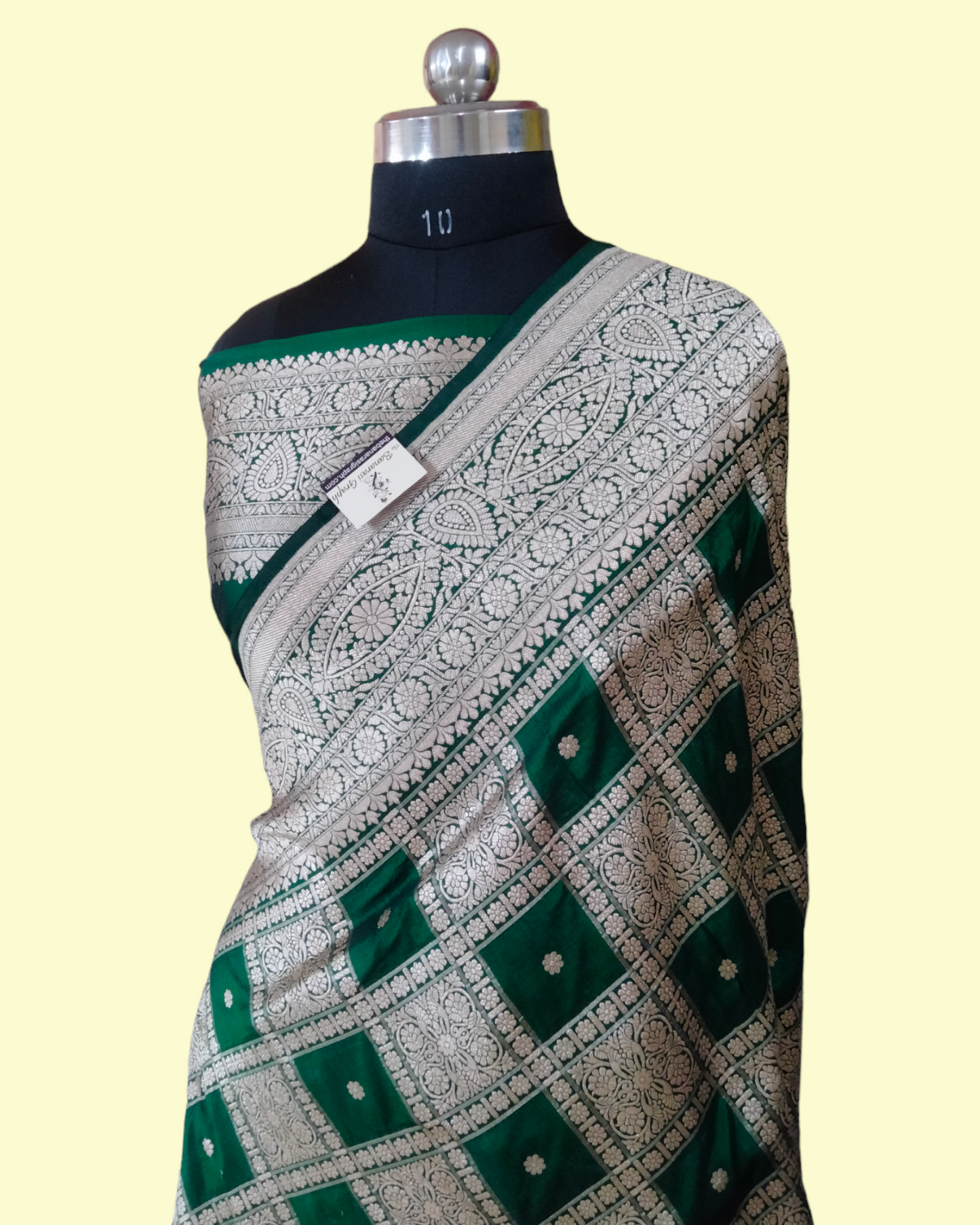 Dark Green Pure Katan Handloom Silk Uppada - Brocade Jaal Work Banarasi Saree