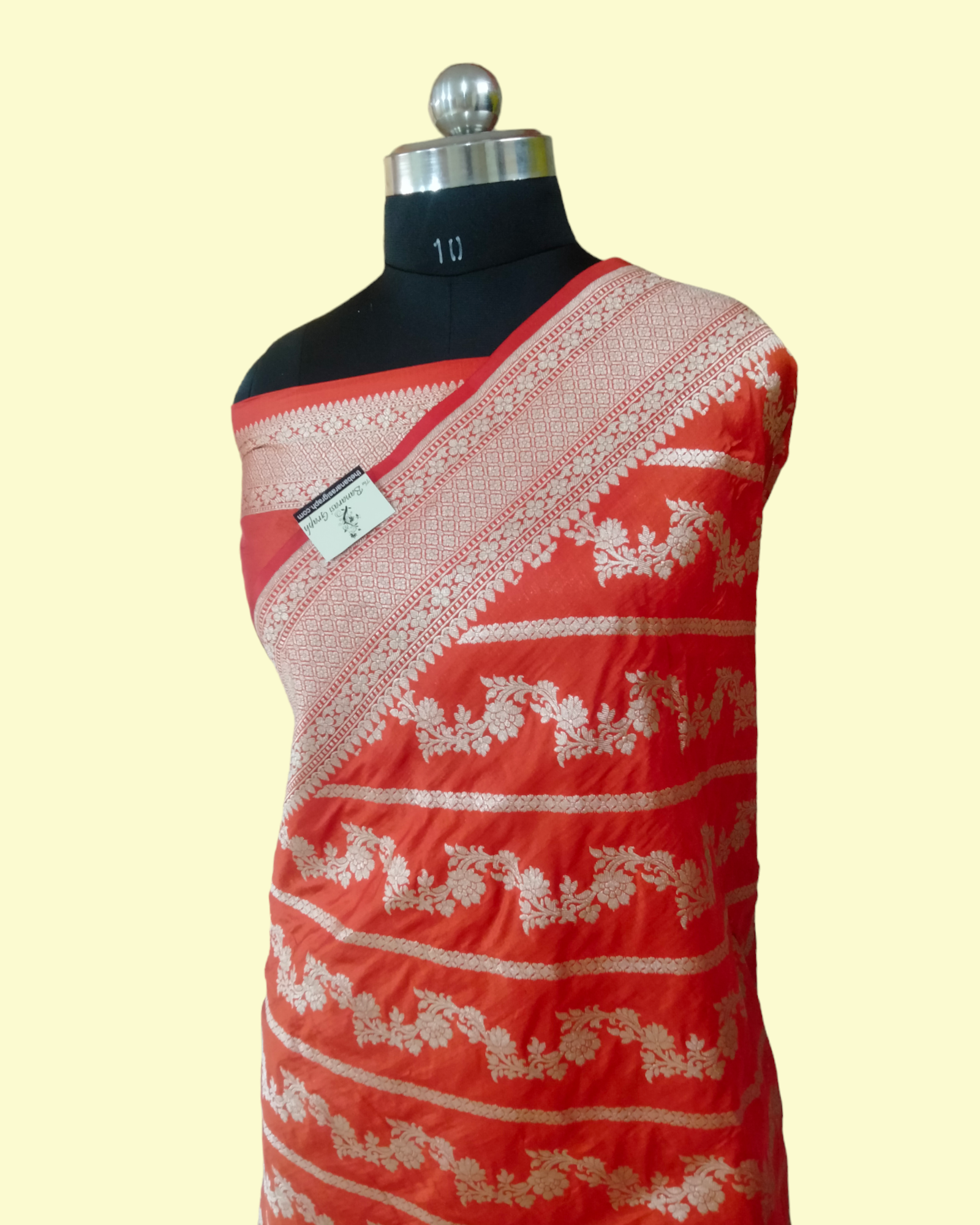 Orange Pure Katan Handloom Silk - Jaal Work Banarasi Saree