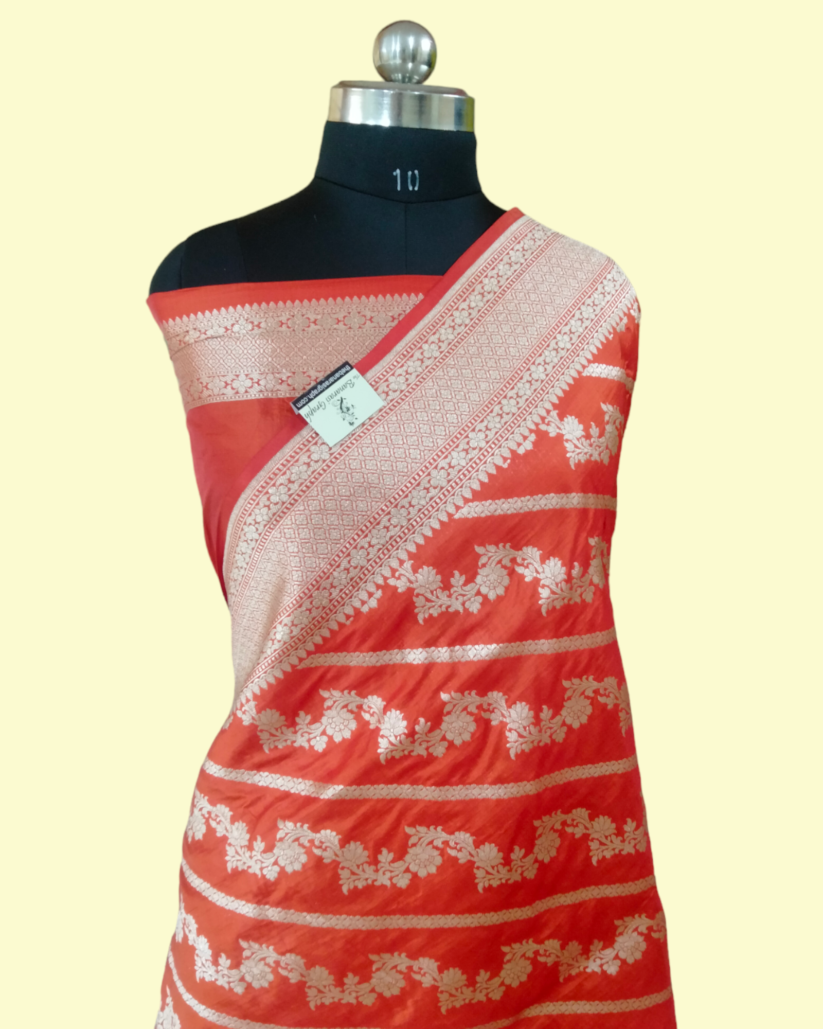Orange Pure Katan Handloom Silk - Jaal Work Banarasi Saree