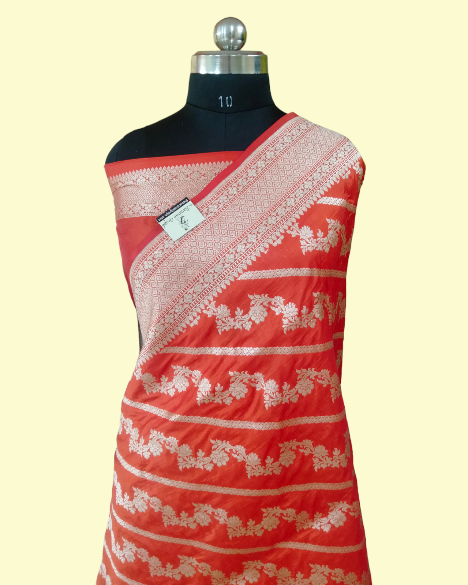 Orange Pure Katan Handloom Silk - Jaal Work Banarasi Saree